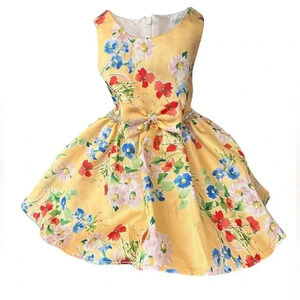 Couture Princess Floral Pattern Dress with Jeweled sides,bows and zipper
